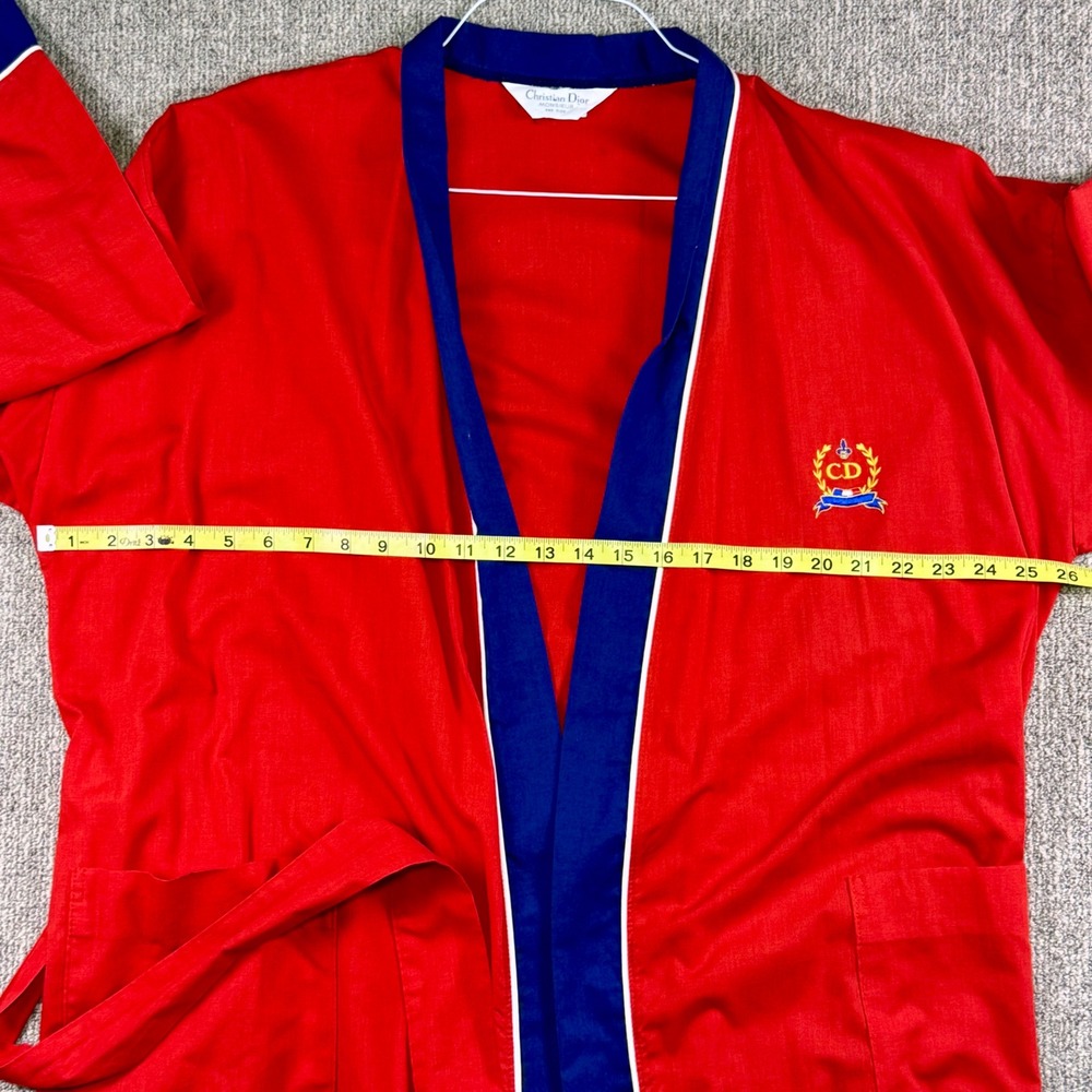 Christian Dior‎ Robe Red Blue White Logo Men's Size XL Bathrobe Loungewear - Picture 8 of 12
